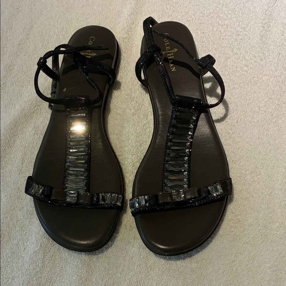 Cole Haan/Nike Air Black Beaded Sandals, Size 7 1/2